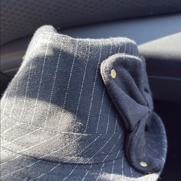 Black Pinstripe Hat with Bow Accent - Picture 1 of 3